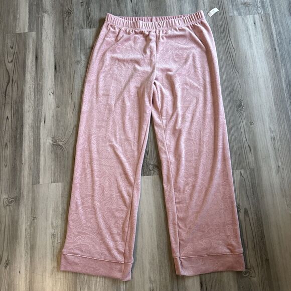 NWT Tahari New With Tags Pink Velour Paisley Sweat/sleep Pants Size Medium - Picture 1 of 9